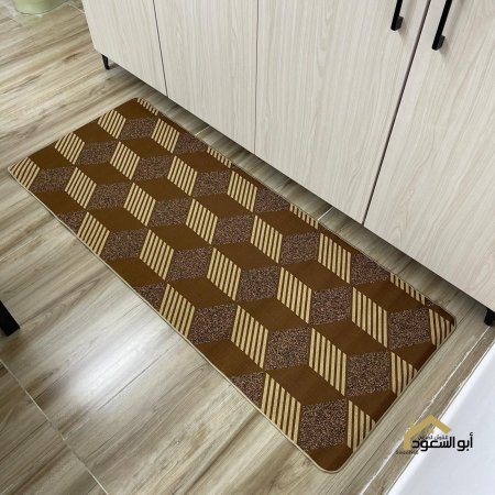 دعسات مطبخ بني معرق بنقشات متنوعة مع ارضية جلد بقياس 60 * 150 سم
